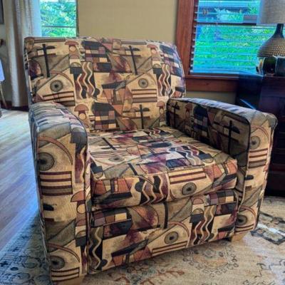 Vintage Bauhaus Geometric Upholstered Club Chair	
