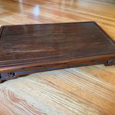 Antique Asian Rosewood Tray - Hand Carved Early 20th Century	