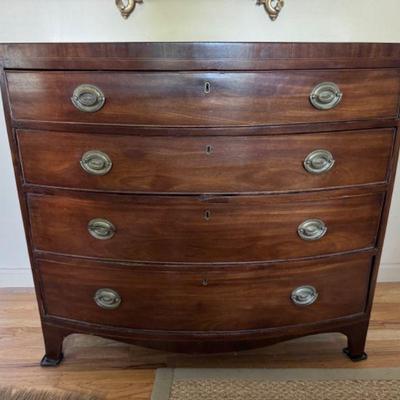 Antique Hepplewhite Mahogany Bow Front Dresser, c.1780-1810	