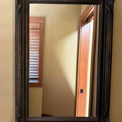 Leaner Mirror in Antique Carved Wood Pie Crust Frame - Late 19th C	
