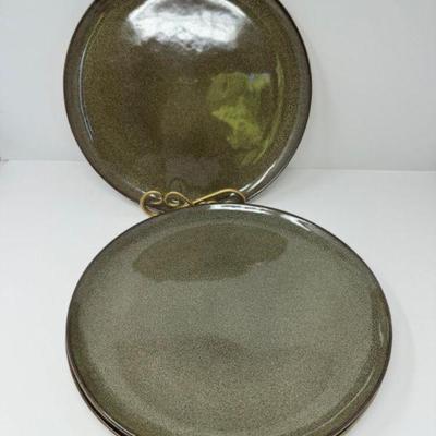 Earthy Green & Brown Stoneware Dinner Plates - Banana Republic	
