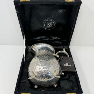 International Silver Plated Water Pitcher w/ Ice Lip	