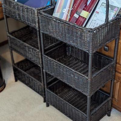 3-tier rattan wicker storage shelves