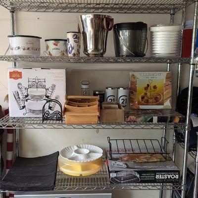Crock pots, ice buckets, utensil holders, New roasting pan