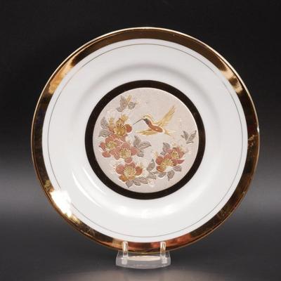 Art of Chokin Hummingbird Flower Porcelain Decorative Plate