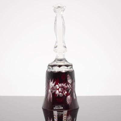 Hortensja Poland Ruby Red Cut Floral Pattern Glass Bell