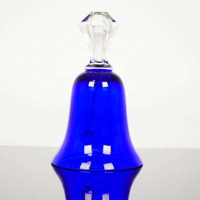 Bohemia Cobalt Blue Crystal Bell w/ Clear Handle