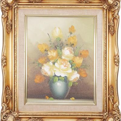 Original Oil on Canvas Board Floral Still Life Painting