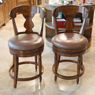 Pair of French Style Swivel Bar Stools
