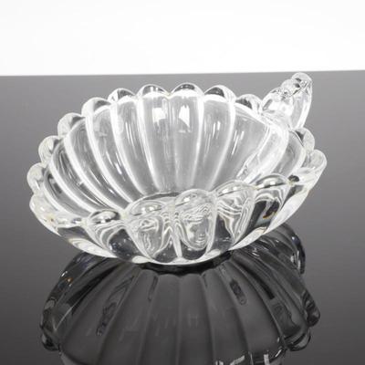 Heisey Crystolite Handled Ribbed Clear Glass Jelly Bowl