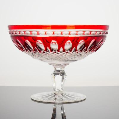 Waterford Crystal Clarendon Ruby Red Footed Compote Bowl