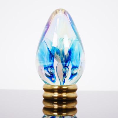 Iridescent Art Glass Egg w/Stand, Signed