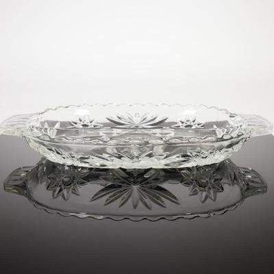 Vintage Anchor Hocking Glass Divided Oval Serving Tray