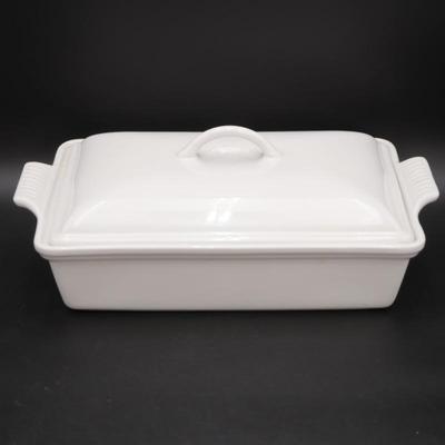 Le Creuset White Stoneware Rectangular Dish w/Lid