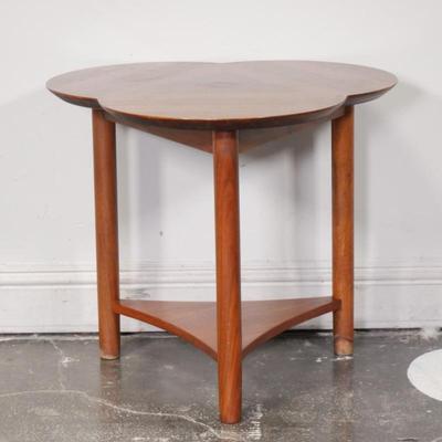 Mid Century Modern Clover Leaf Walnut Side Table Made in Yugoslavia