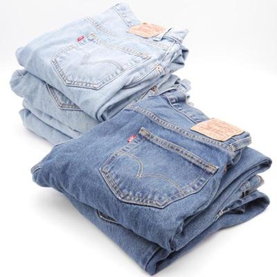 Lot of 6 Levi Strauss & Co. 505 Regular Fit Jeans 36x34