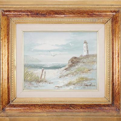 Original Oil on Canvas Board Seascape Painting, Signed