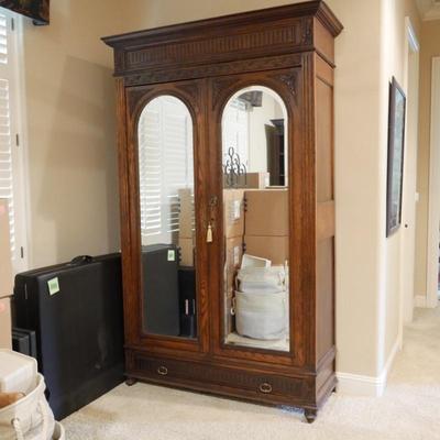 Large Mirrored Antique Armoire