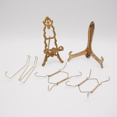 Lot of 5 Brass Tone Stands/Hangers