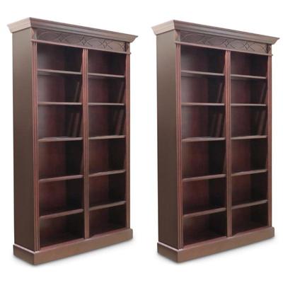 Pair of Traditional Illuminated Tall Bookcases