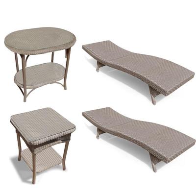 4 Piece PE Wicker Reclining Lounge Chairs & Tables Set