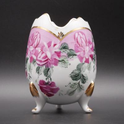Formalities by Baum Bros Gilded Porcelain Egg-Shaped Footed Floral Vase