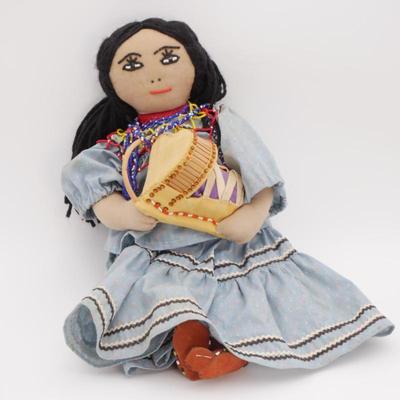 Large Fabric Doll w/Baby in Cradleboard