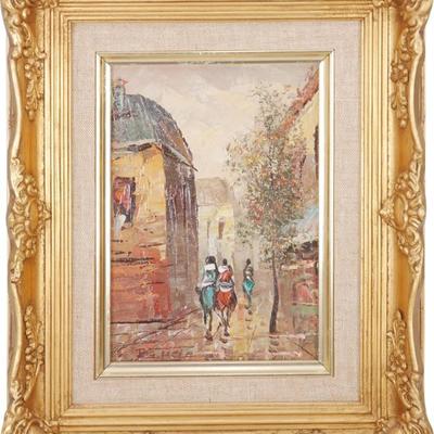 Original Oil on Canvas Board Parisian Street Scene Painting by P.G. Tiele