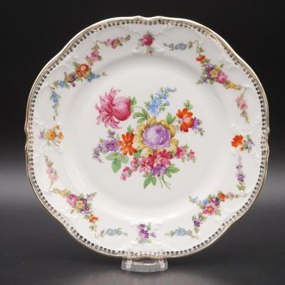 Schumann Bavaria Gilded Plate w/Colorful Floral Design