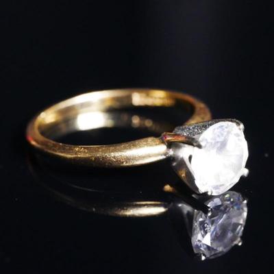 14KP (Plumb Gold) Cubic Zirconia Solitaire Ring Size 4