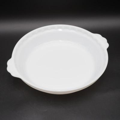 Vintage Pyrex Milk Glass Pie Plate w/ Scalloped Handles #228