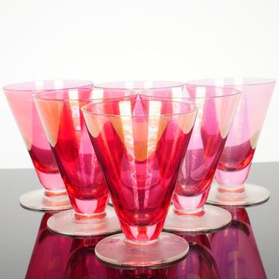 Set of 6 Pink Glass Grenadine Goblets