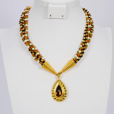 Monet 7-Strand Glass Beads Teardrop Necklace