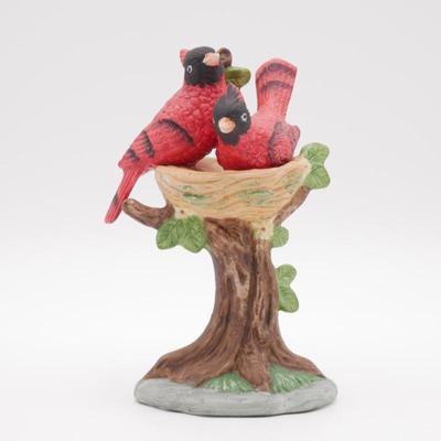 Two Cardinals in a Nest Porcelain FIgurine