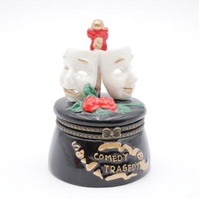 Theatre Comedy Tragedy Masks Ceramic Trinket Box