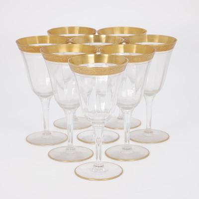Tiffin Franciscan Etched Gilded Optic Minton Water Goblets (Set of 8)
