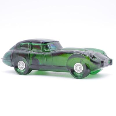 Avon Green Glass Jaguar Car Decanter w/Deep Woods After Shave