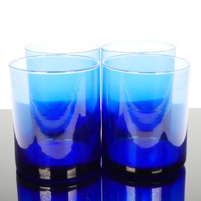 Set of 4 Cobalt Blue Drinking Glasses