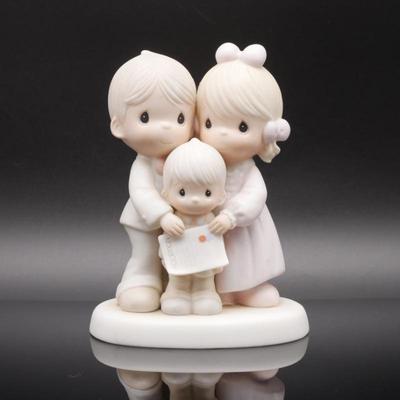 Precious Moments 1986 "God Bless the Day we Found You" Bisque Porcelain Figurine
