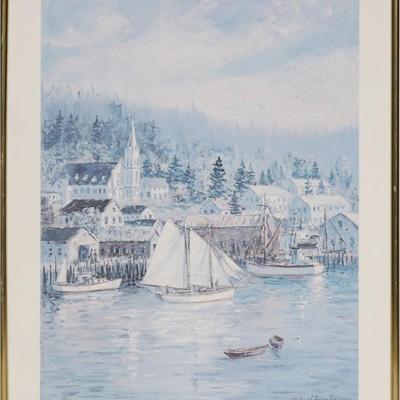 "Maine, Boothbay Harbor" by Richard Hasenfus Framed Fine Art Poster Print