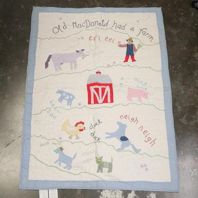 Pottery Barn Kids 100% Cotton Old McDonald Had A Farm Quilt Throw Blanket
