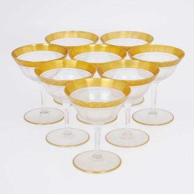 Tiffin Franciscan Etched Gilded Optic Minton Tall Sherbet Glasses (Set of 8)