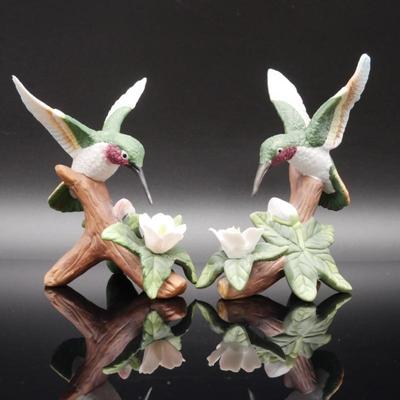 Pair of Hummingbird Porcelain Figurines