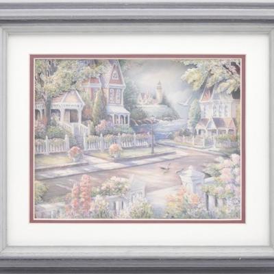 Framed Wall Art Print Of "By The Sea" By George Bjorkland w/ Signature