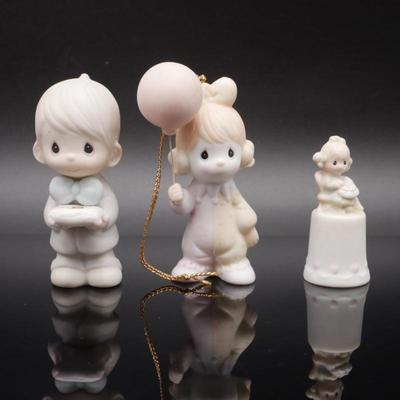 Precious Moments Bisque Porcelain Ornaments & Small Figurines (Lot of 4)