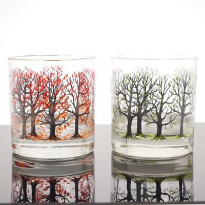 Pair Of Seasons Art Glass Cocktail Whisky Rocks By Houze
