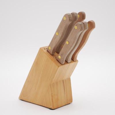 6pc Knife Set w/Wood Block Holder