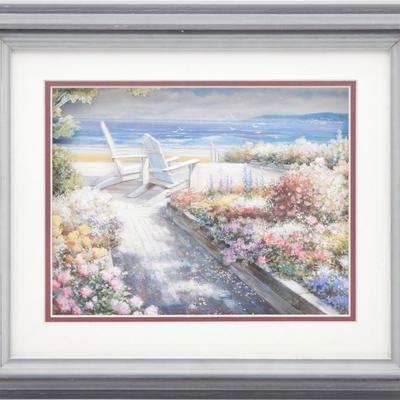 Framed Wall Art Print Of "Path With Beach Chairs" By T. C. Chiu