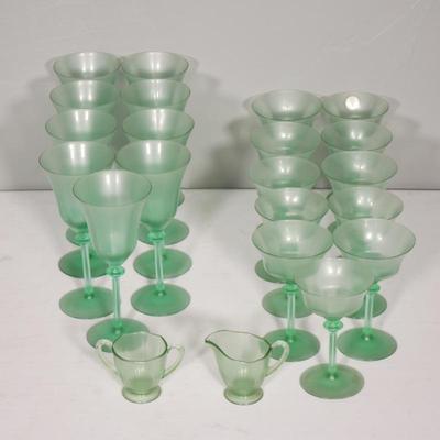 Lot of Green Vaseline Glassware (22pcs Total)