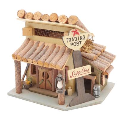 Handmade Wooden Craft Art Bird House Trading Post Design